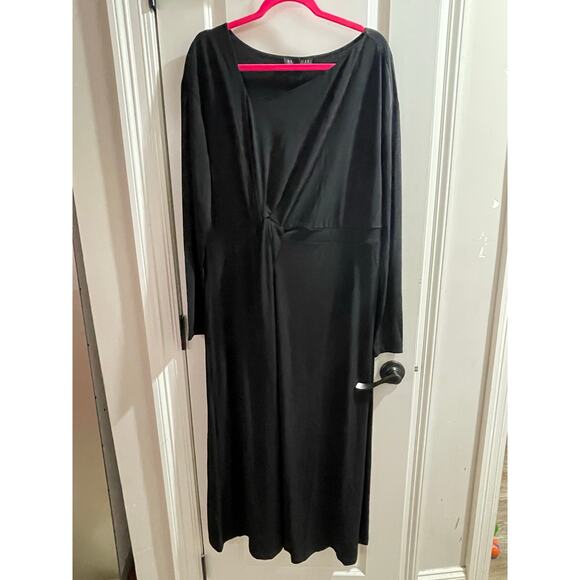 Eloquii Black Twist Detail Stretch Fit and Flare Midi Dress NWT 20W - Picture 5 of 9